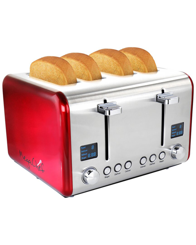 Megachef 4 Slice Toaster In Stainless Steel In Red