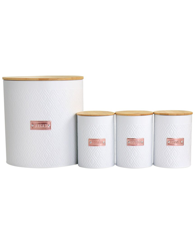 Megachef 4pc Argyle Canister Set With Bamboo Lids