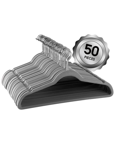 ELAMA HOME ELAMA HOME 50PC FLOCKED VELVET CLOTHES HANGERS WITH SWIVEL HOOKS