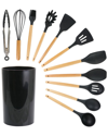 MEGACHEF MEGACHEF SET OF 12 SILICONE & WOOD COOKING UTENSILS