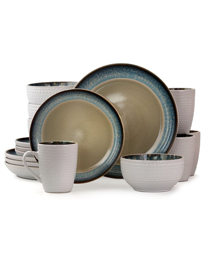 ELAMA ELAMA MODERN DOT 16PC 3-TIER STONEWARE DINNERWARE SET