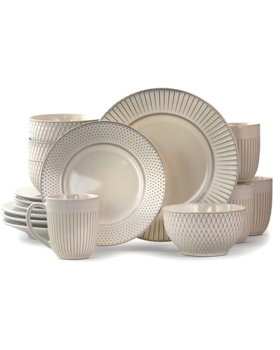 Elama Market Finds 16pc Round Stoneware Dinnerware Set