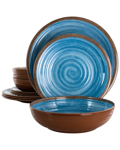 ELAMA ELAMA RIPPLED TIDES 12PC MELAMINE DINNERWARE SET