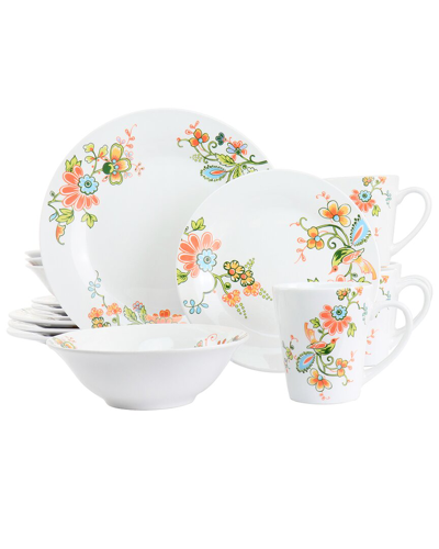 Elama Spring Bloom 16pc Round Porcelain Dinnerware Set