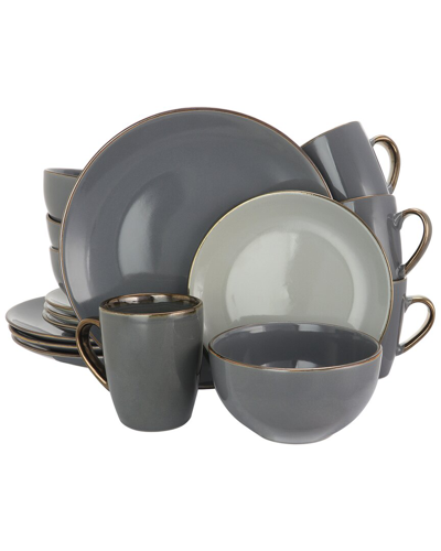 Elama Tahitian Grand 16pc Stoneware Dinnerware Set