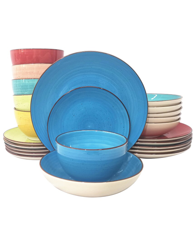 Elama Sebastian 24pc Double Bowl Stoneware Dinnerware Set