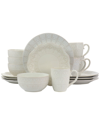 ELAMA ELAMA LACE 16PC 3-TIER STONEWARE DINNERWARE SET