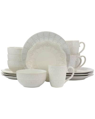 Elama Lace 16pc 3-tier Stoneware Dinnerware Set