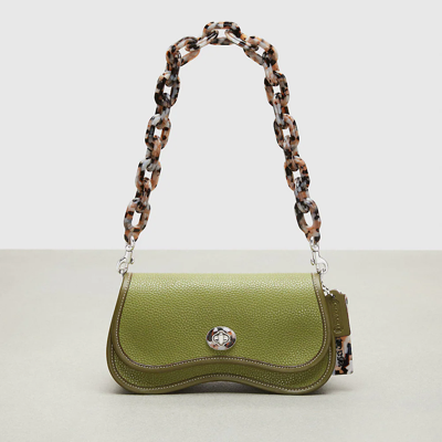Coach Wavy Dinky In Topia Leather In Olive Green