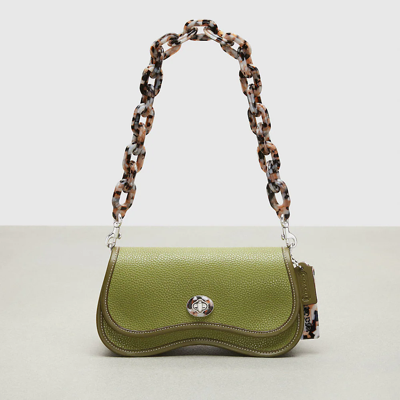 バッグ Coach Vintage 2-Way Handbag Green Vintage Rare Coach Large Green Leather Crossbody Shoulder