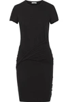JAMES PERSE TWIST-FRONT RUCHED STRETCH COTTON-JERSEY MINI DRESS