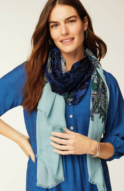 Jjill J.jill Vibrant Paisley-printed Scarf In Navy Blue Multi
