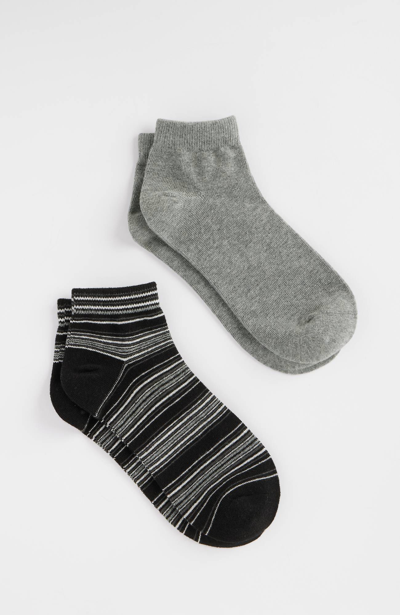 Jjill J.jill Solid & Striped Ankle Socks 2-pack In Grey Heather Multi