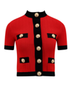 Balmain Short-sleeve Cropped Cardigan In Red