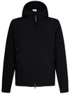 C.p. Company Short Hooded Jacket Zip Pockets In Black