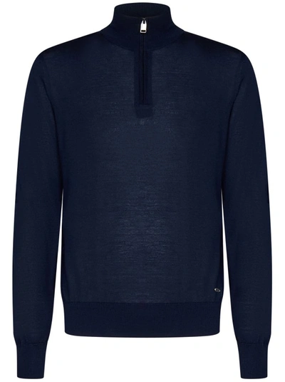 Brioni Blue Turtleneck Sweater In Black