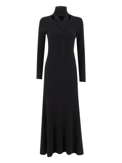 Fabiana Filippi Ribbed Knit Maxi Dress With Cut-out Detail In Black