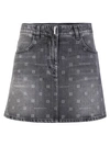 GIVENCHY DENIM SKIRT WITH ICONIC 4G ALL-OVER PATTERN