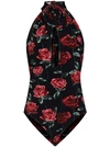 Magda Butrym Womens Black Floral-print Slim-fit Stretch-woven Bodysuit In Black