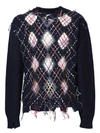 Maison Margiela Distressed-effect Pullover In Blue