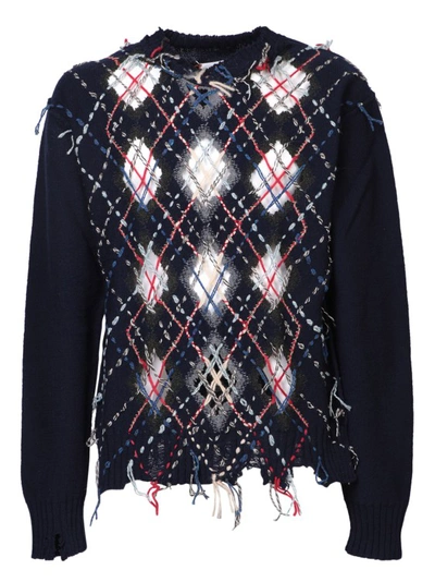 Maison Margiela Distressed-effect Pullover In Blue