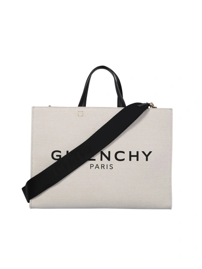 Givenchy Signature G Tote Bag With Logo In Neutrals