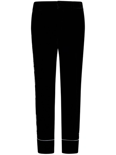 N°21 Piped-trim Straight-leg Trousers In Black