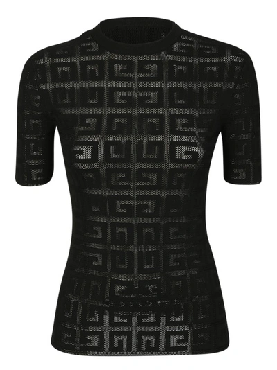 Givenchy 4g Jacquard Short-sleeved Sweater In Noir
