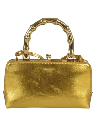 Jil Sander Goji Mini Metallic Leather Top-handle Bag In Gold