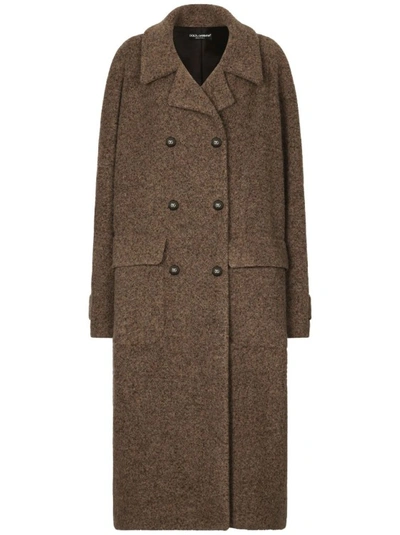 DOLCE & GABBANA BROWN DOUBLE-BREASTED COAT