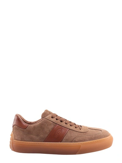 Tod's Beige Suede Sneakers In Brown