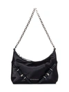 GIVENCHY BLACK BAG WITH SILVER METAL CHAIN SHOULDER STRAP