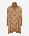 DOLCE & GABBANA SHORT WOOL TURTLE-NECK PONCHO WITH DG INLAY