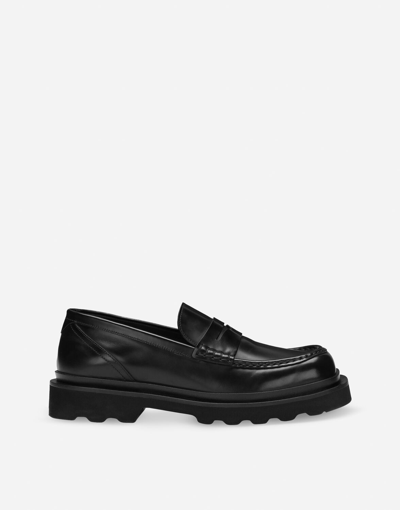 Dolce & Gabbana Brushed Calfskin Loafers In Black