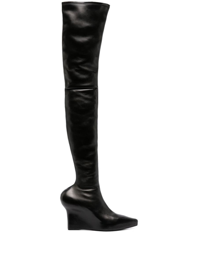 Givenchy Leather Over-the-knee Wedge Boots In Black