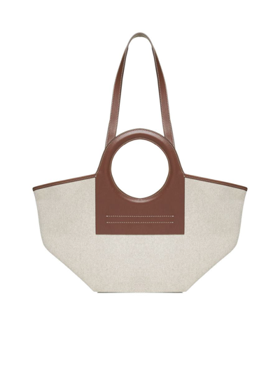 Chestnut Cabas Mini Straw Tote by Hereu for $73