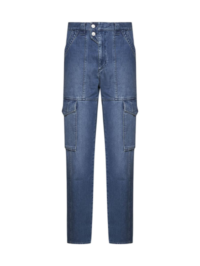 Isabel Marant Logo Patch Cargo Jeans In Blue