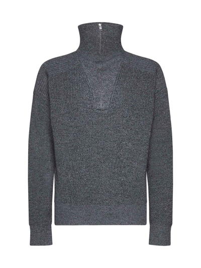 Isabel Marant Rib Knit Zip-up Sweater In Grey