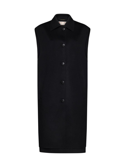 Marni Sleeveless Wool-blend Coat In Black