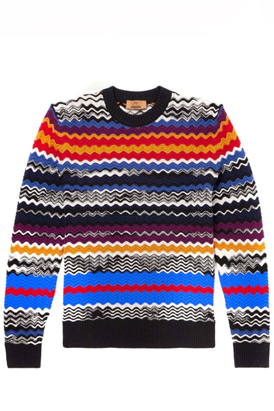 Missoni Sport Chevron Wool Sweater In Multicolor