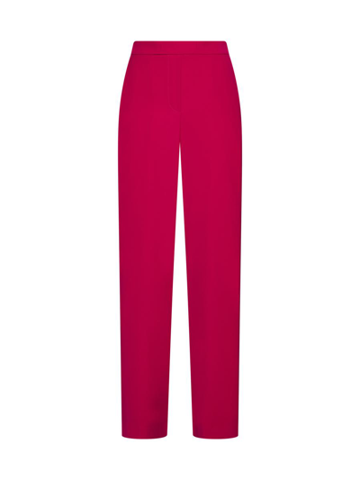 P.a.r.o.s.h Satin, Viscose And Linen Trousers In Fuchsia