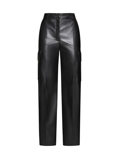 Stella Mccartney Vegetarian Leather Wide-leg Cargo Pants In Black