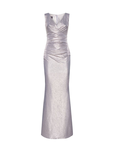 Talbot Runhof Metallic-sheen Sleeveless Dress In Misty Lilac