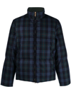 Thom Browne Wool Blend Check Reversible Puffer Jacket In Green