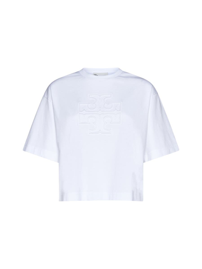 Tory Burch Debossed-logo Cotton T-shirt In White