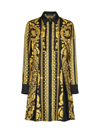 Versace Printed Silk-twill Mini Shirt Dress In Black