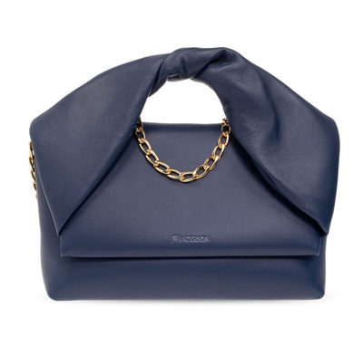 Jw Anderson Twister Large Tote Bag In Navy