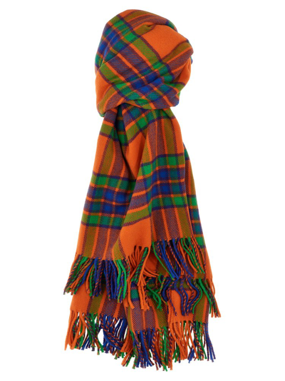 Etro Check Patterned Fringed Scarf In Multicolor
