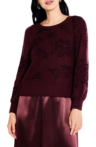 Nic + Zoe Twist It Up Sequin Sweater In Brown