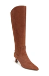 Naturalizer Deesha Wide Calf Tall Dress Boots In Cocoa Brown Suede